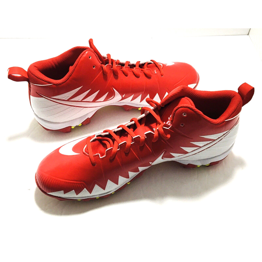 Nike Men Alpha Menace Shark Football Cleat 878122-611 Red White Size 13 NEW